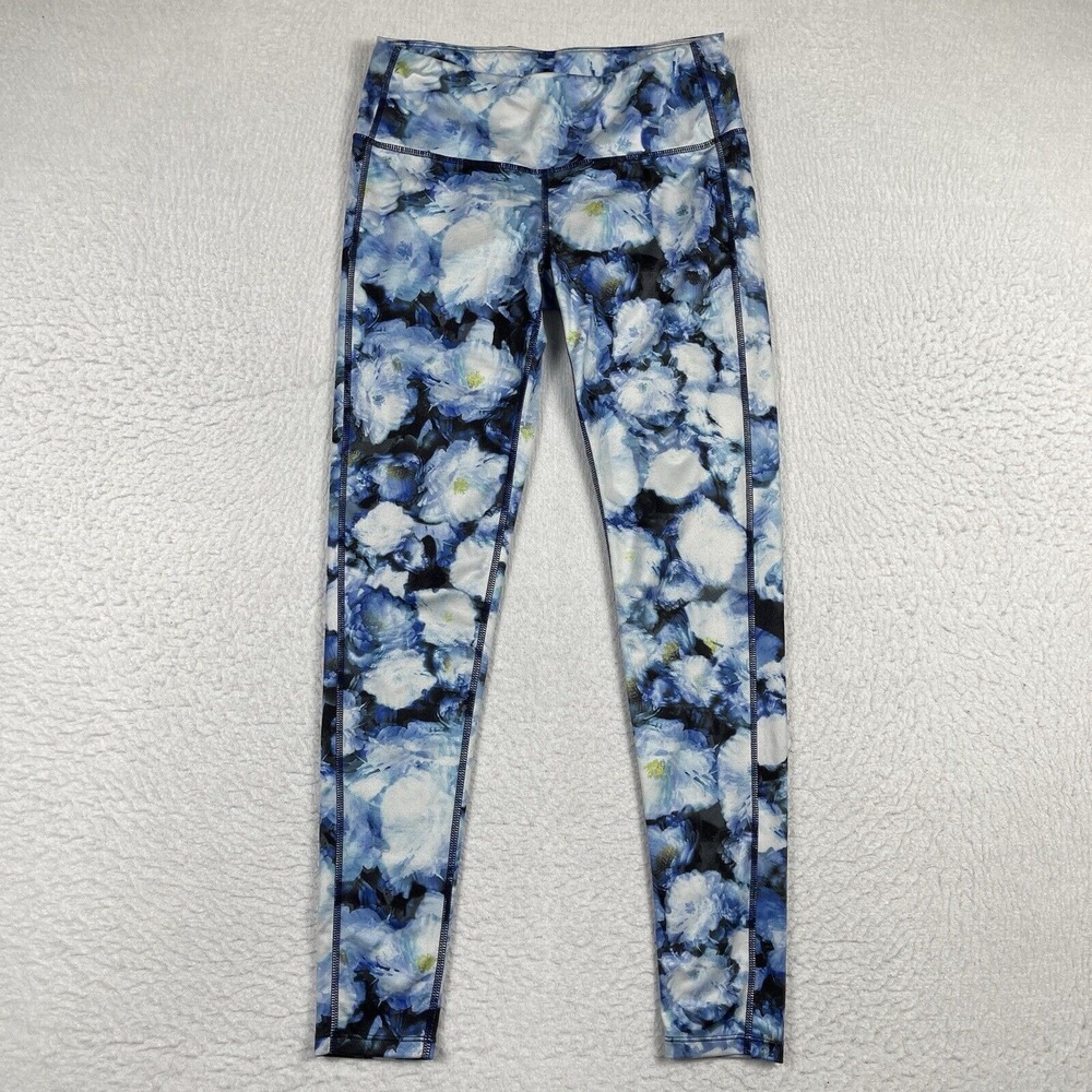 Athleta Leggings Womens Small Blue Floral Crush Chaturanga Tight‎ Gym Yoga Run